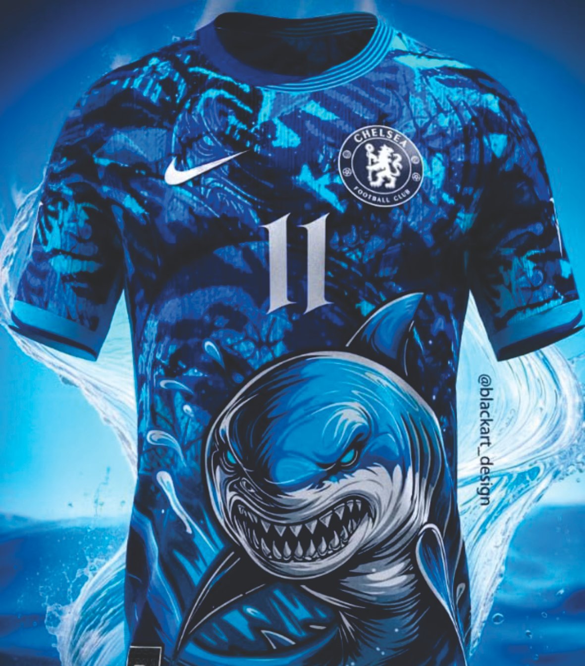 arte vetor camisa tubarão azul