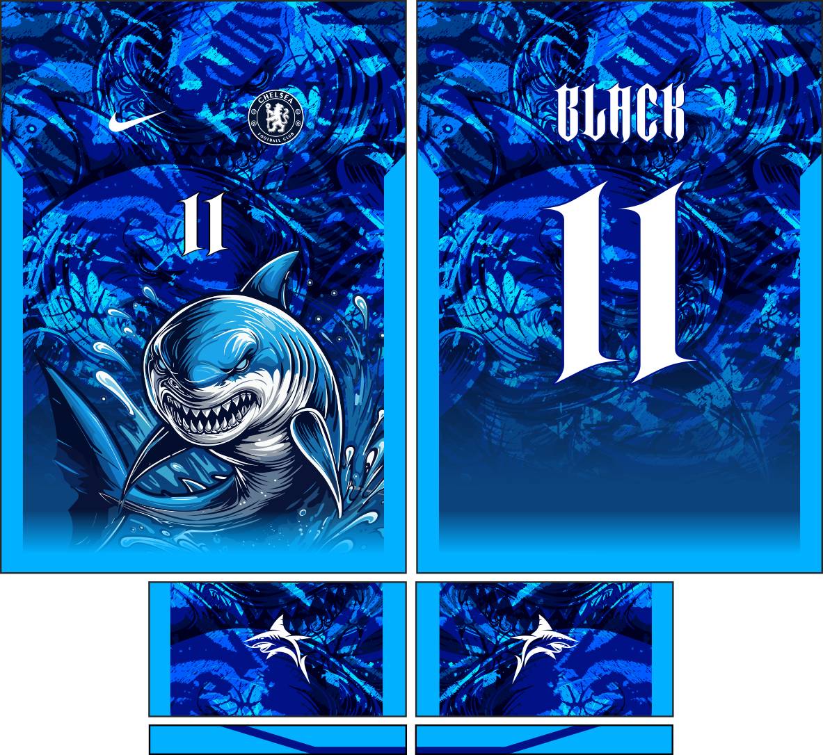 arte vetor camisa tubarão azul - Imagem 2